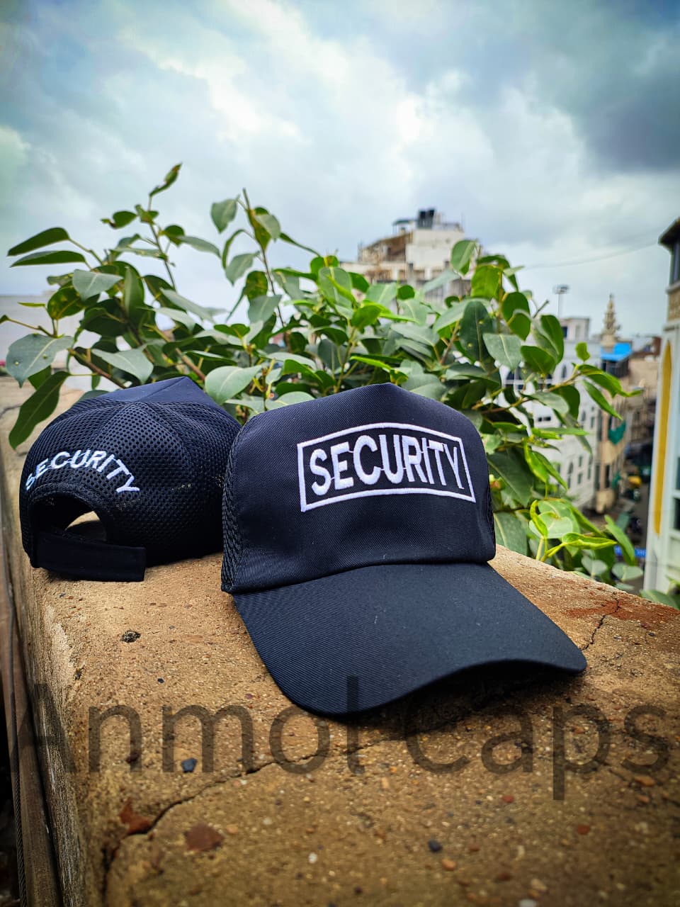 Security Cap - Half Net Half Fabric with Embroidery