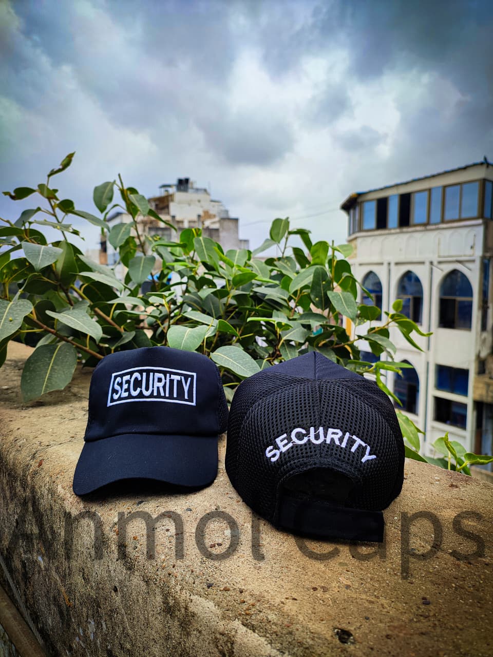 Security Cap - Half Net Half Fabric with Embroidery